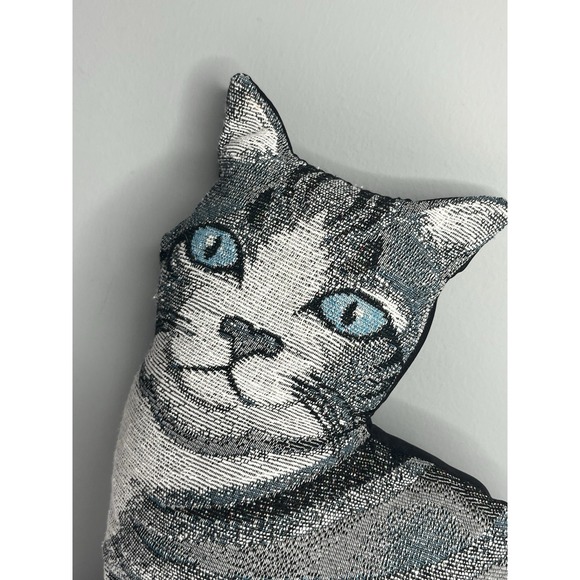 Decorative Cat Tapestry Pillow Blue Eyes 15" - Picture 2 of 8